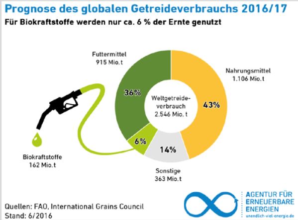 Prognose des globalen Getreideverbrauchs 2016-2017 - Grafik © FAQ-AEE, International grains Council, Stand 6-2016