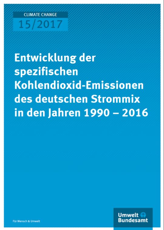 Entwicklung der spezifischen Kohlendioxid-Emissionen des deutschen strommix von 1990-2016 - Titel © UBA
