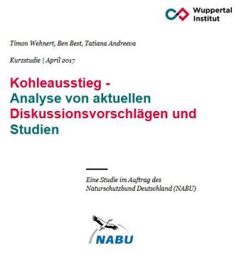 Kohleausstieg - Studie des Wuppertal Institut für NABU - Titel