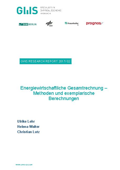 GWS Research Report 2017 02- Titel © BMWi; DIW; DLR; Fraunhofer; Prognos;