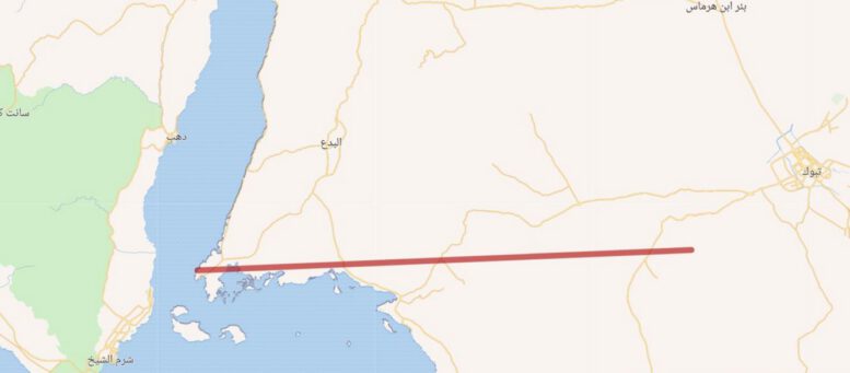 Zukünftige Lage von 'The Line' - Foto © Luistxo - Eig. Werk, over OpenStreet Map