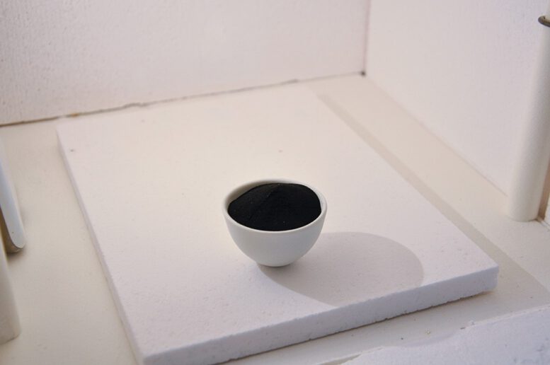 Hard Carbon, gewonnen aus Lignin, einem Nebenprodukt der Holzindustrie, bildet die Basis für die Elektrode der Thüringer Wald-Batterie. © Fraunhofer IKTS