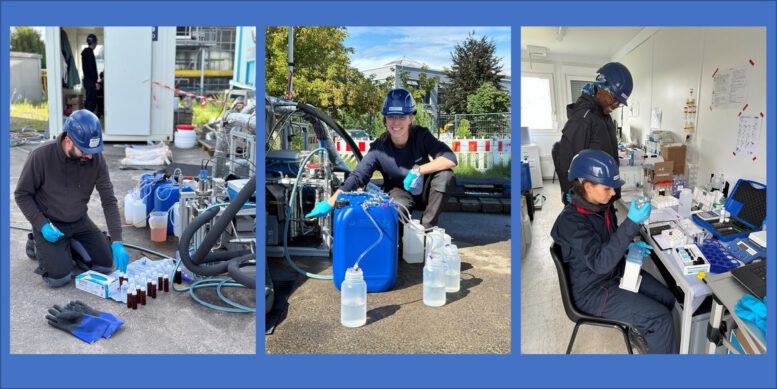 Das GFZ Team annalysiert das gespeicherte Wasser Fotos. (Foto: Lioba Virchow, GFZ) .